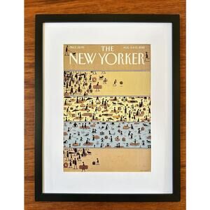 Framed 2018 New Yorker Magazine Aug 6 & 13 On the Beach Tom Gauld